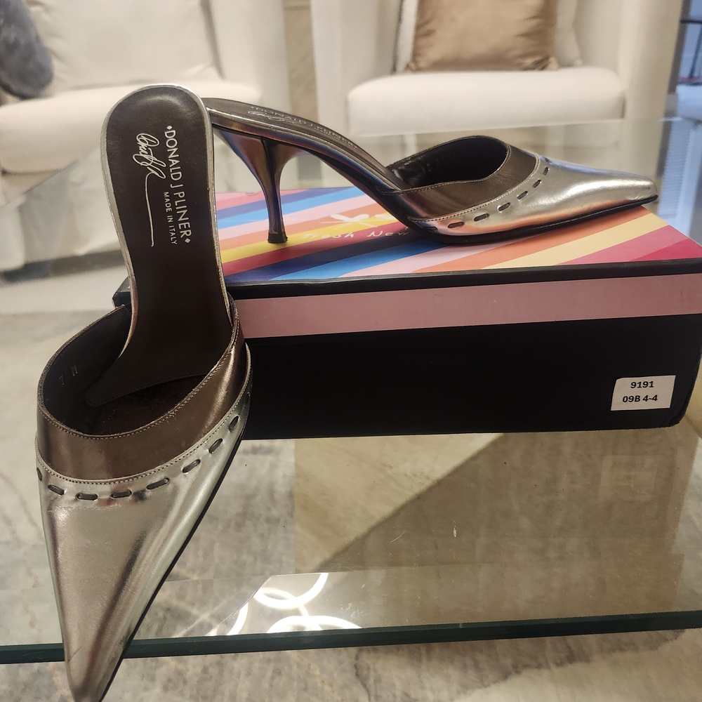 Donald J. Pliner Metallic Silver Heels
